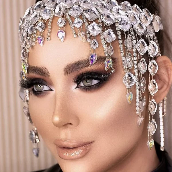 Amazon Explosive Fringed Hair Chain Female European and American Bride Wedding Rhinestone Headwear Fashion Party Ball Accessories