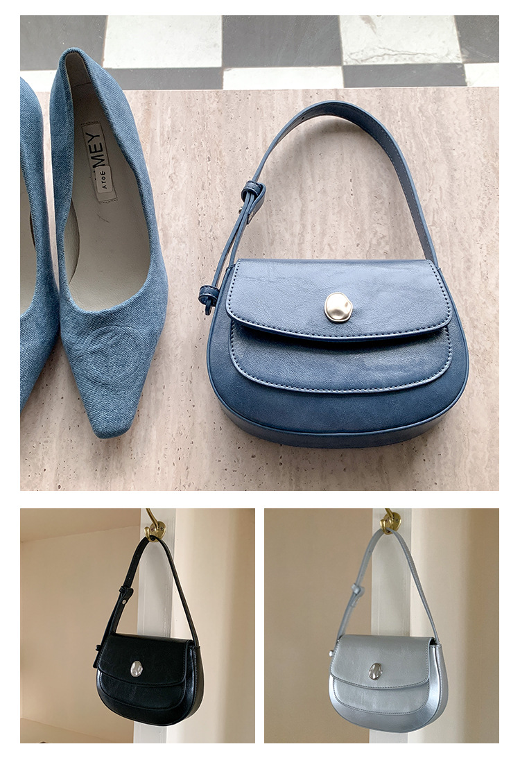 Nuova borsa a tracolla piccola a conchiglia sottobraccio, da donna, solida e semplice, con patta, di alta qualità_voghion.com