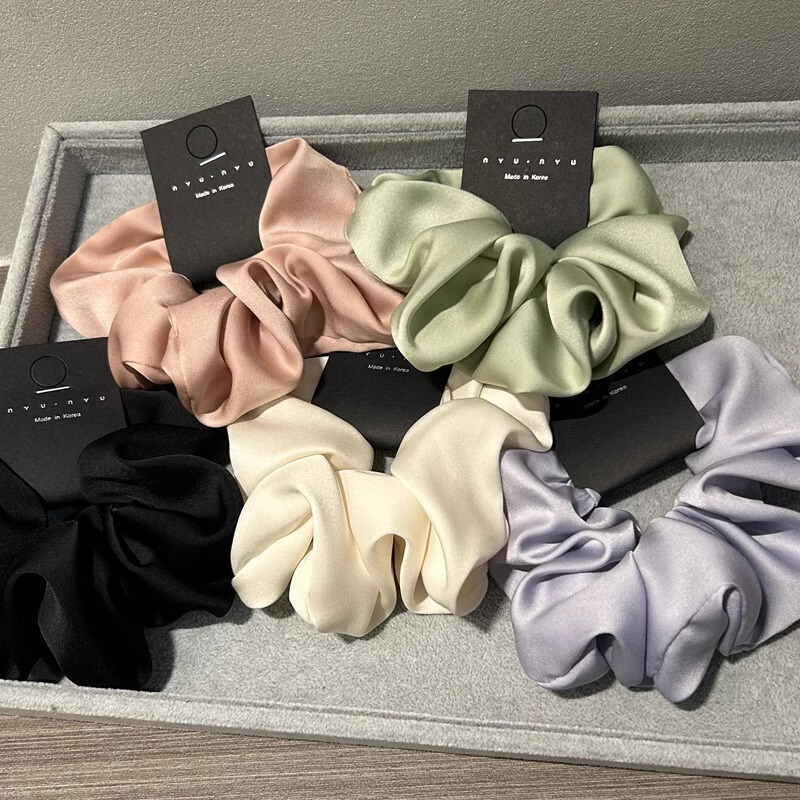 South Korea Dongdaemun Elegant Creamy Satin Large Intestine Hair Ring Simple All-match Hair Rope Hair Accessories for Women
