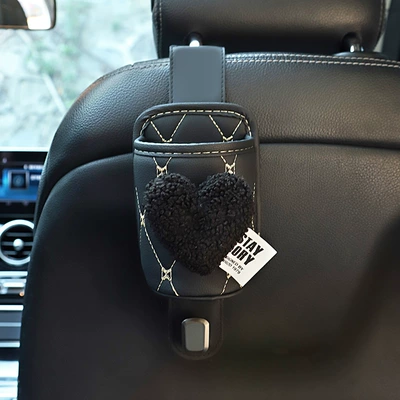 hook storage car interior decoration – Car cup holder/beverage holder - black-love-leather-water-cup-bucket-with-hook-black