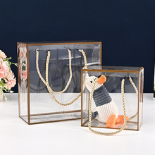 PVC透明圣诞塑料盒鲜花伴手礼包装盒雪花酥食品手提礼品盒批发