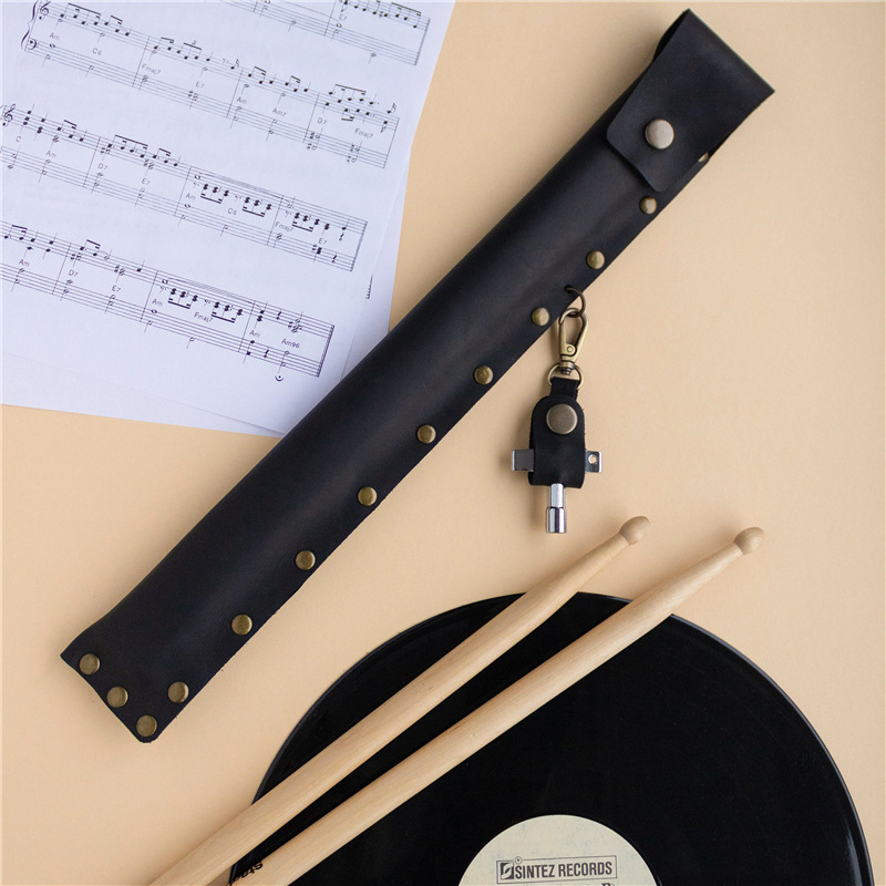 現品DrumStick収納バッグ個ドラムスプレゼントドラムスティックケース革スタンドドラムスティック皮カバードラムスティック袋|undefined