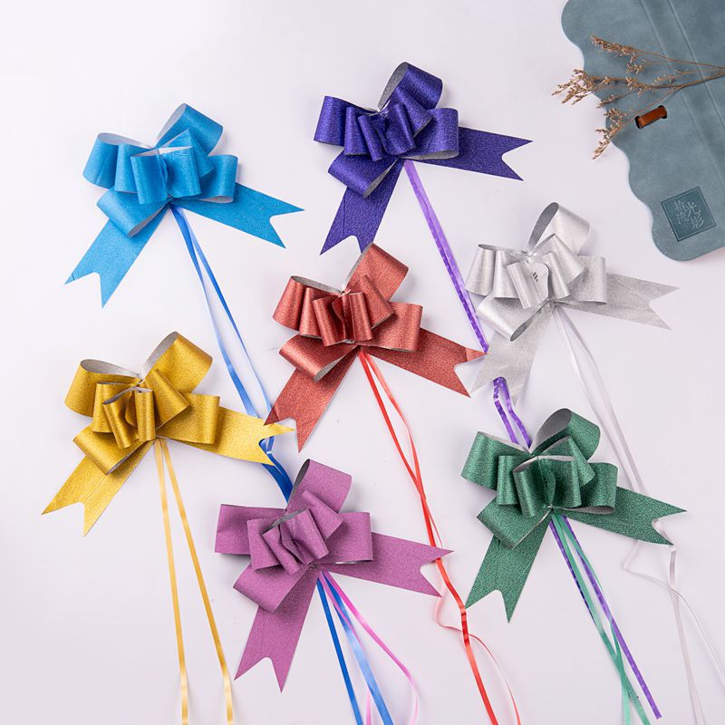 Comercio exterior transfronterizo 50 brillo brillante arco de cristal flor tirada a mano regalo de Navidad flor embalaje cinta tirar flor