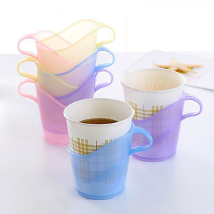 Factory direct thick disposable paper cup holder transparent plastic cup holder cup holder heat insulation anti-scalding color cup holder