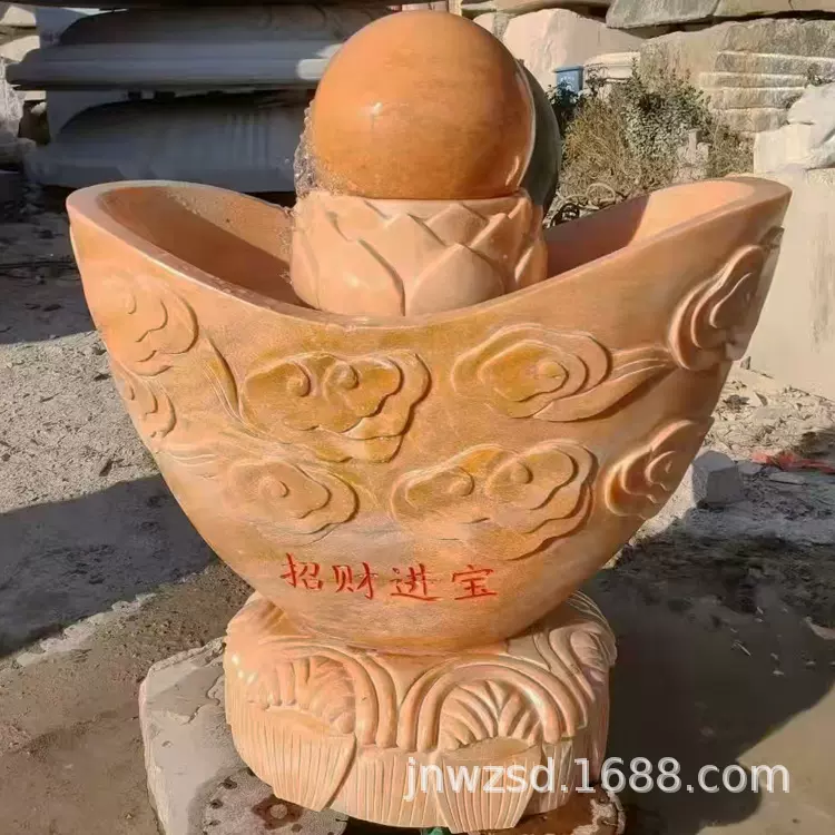 别墅庭院装饰石雕定制石材如意雕塑价格石刻元宝聚宝盆图源头厂家