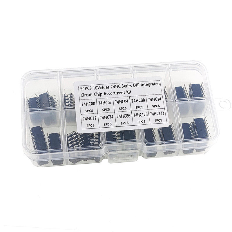 50Pcs 10 Kinds of 74Hc Series Dip Integrated Circuit Ic Chip Kit Box