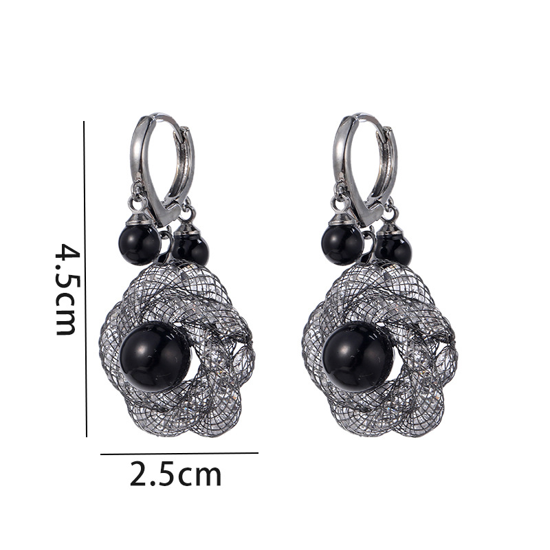 1 Par Elegante Retro Flor Malla Cobre Pendientes De Gota display picture 1