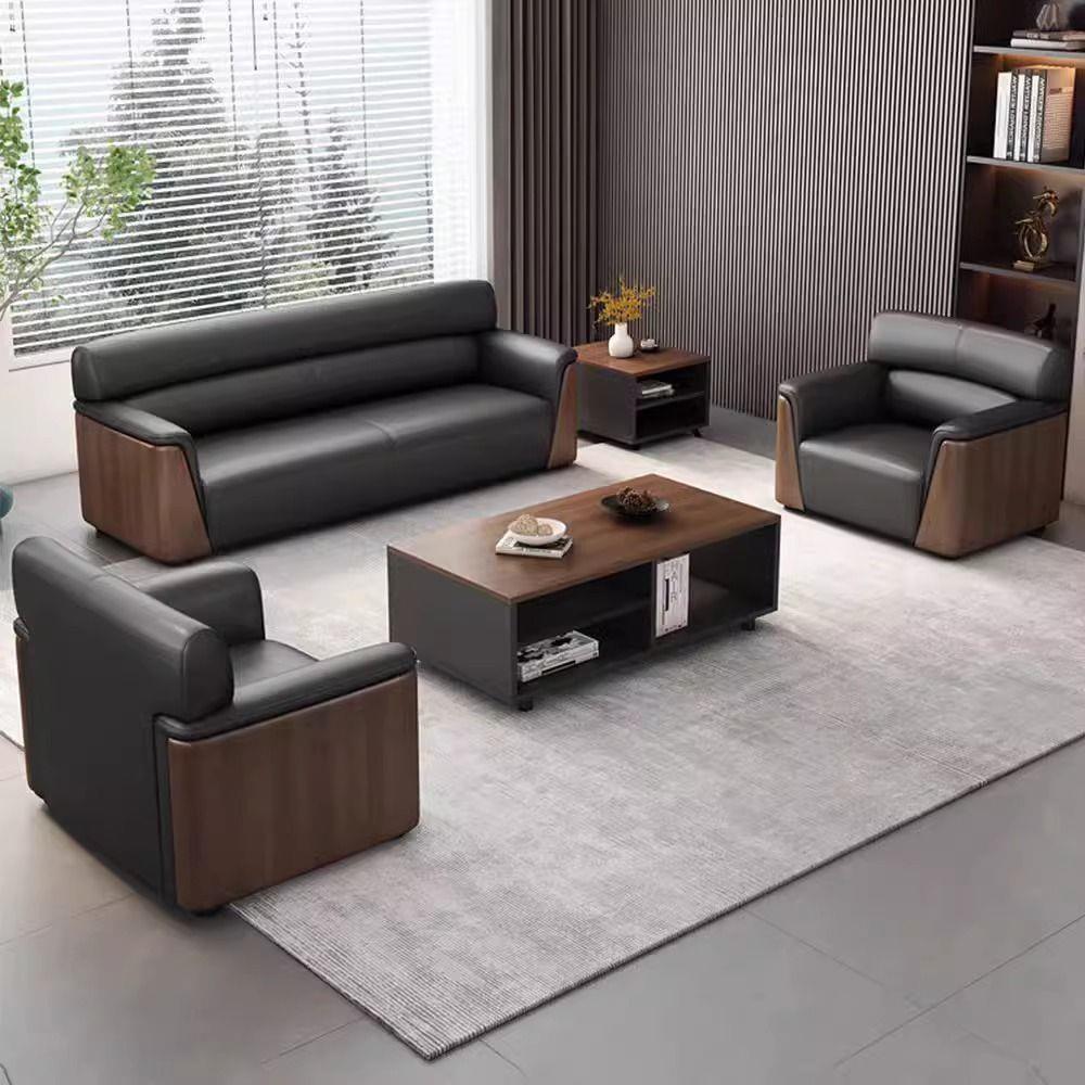 Sofá de oficina simple moderno sofá de recepción de negocios mesa de té combinación de sofá de recepción de tres personas