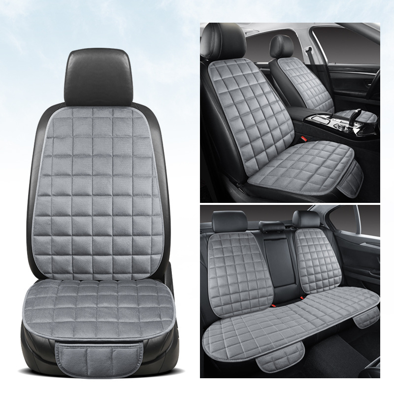 Red quilted car rear seat cushion, universal for all seasons, non-slip, full-cover seat cushion three-piece set