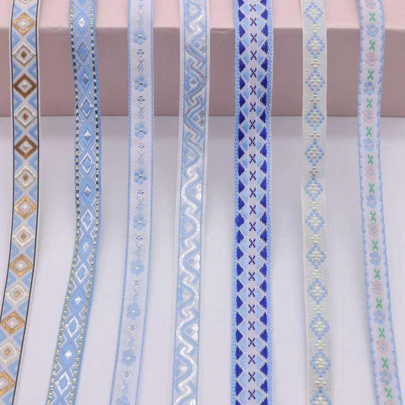 蓝色系手工diy花篮娃衣装饰衣领边带蝴蝶结团扇包边条鞋帽装饰❇