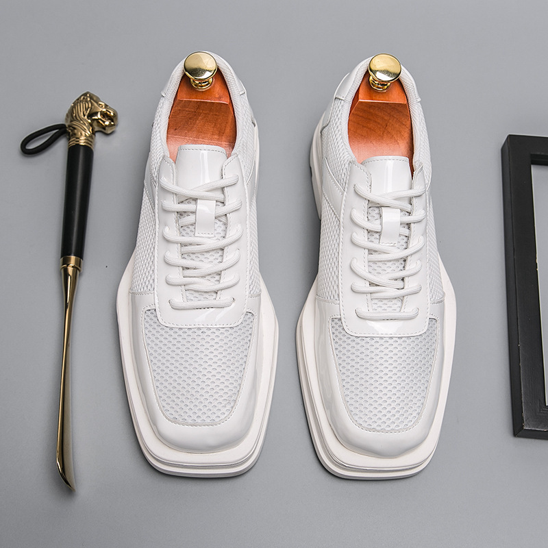 Zapatos de hombre, ropa de negocios de verano, zapatos de hombre, zapatos de cuero de moda, zapatos de corte de pelo blanco para hombres, zapatos de moda para matrimonio