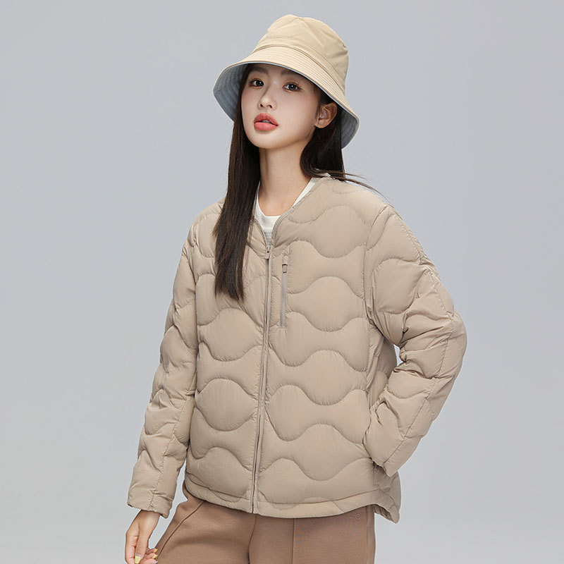 新款秋冬V领短款羽绒服女春秋新款轻薄款时尚百搭外套保暖冬装潮