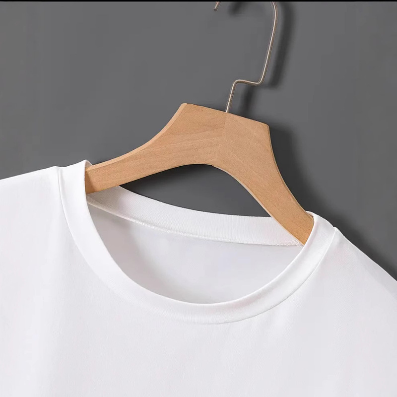 100% 純綿の白いアルファベットのプリントの半袖tシャツの女性の夏の2025新型のファッションのブランドのゆったりしている組み合わせの上で服を着ます。|undefined