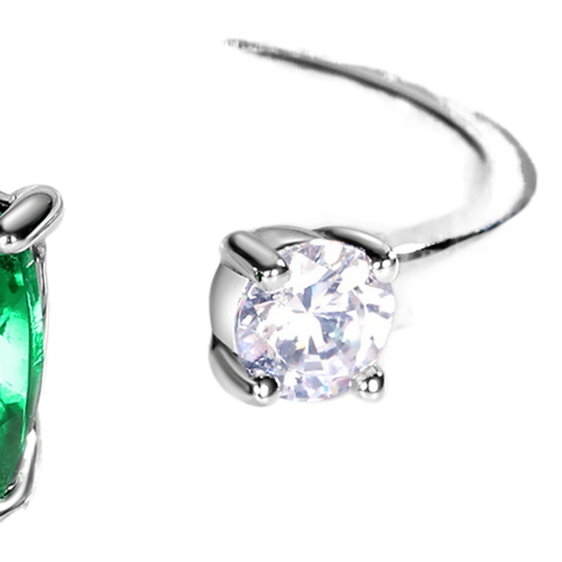 Joyería transfronteriza anillo de plata 925 con incrustaciones de cultivo anillo de Gema Esmeralda fuente en stock anillo de moda simple