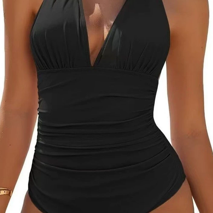 2025 трансграничный цельный купальник Amazon с лямкой на шее и шнуровкой на спине, сексуальный тонкий европейский и американский внешнеторговый купальник для женщин, оптовая продажа