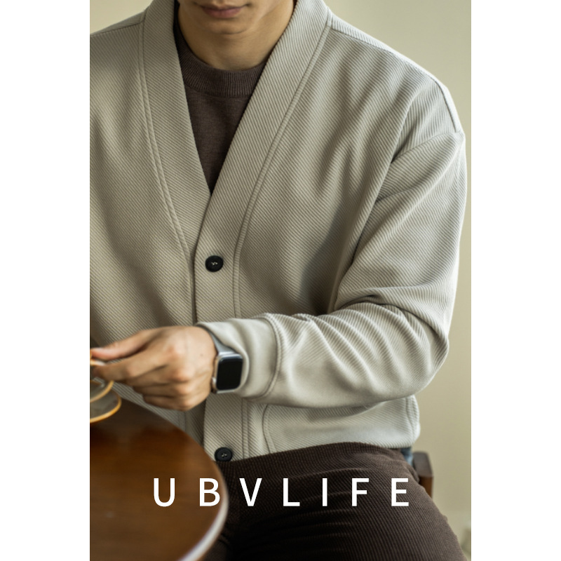 【도시 캐주얼 시리즈】두꺼운 스웨트셔츠 카디건 남성 2026 봄 루즈핏 캐주얼 출퇴근용 아우터