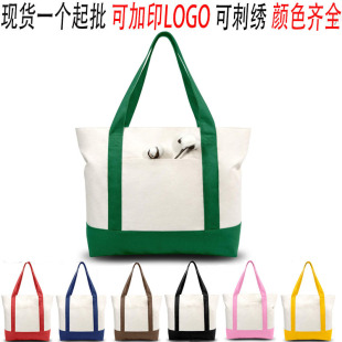 Cross-border in stock Canvas Shoulder Bag Large Capacity Letter Printed Tote Bag Women's Fashionable Lightweight Portable Gift Bag