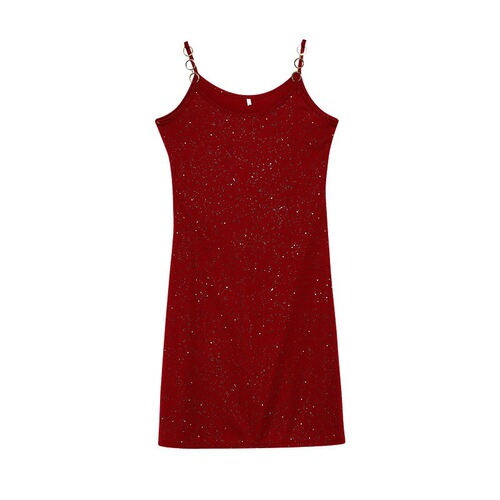 2025 Western and European Spring and Summer Fashion Women's Embroidered Crystal Tank Top Sexy Elegant Dress Solid Color Evening Gown