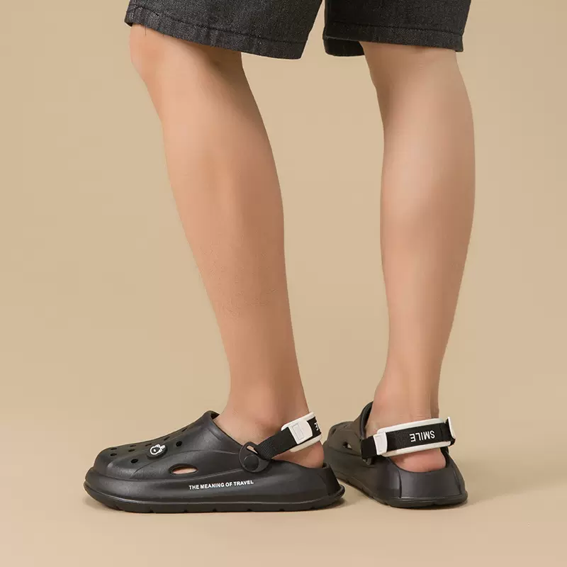 情侣洞洞鞋男夏季外穿踩屎感软底包头拖鞋休闲运动沙滩鞋女EVA