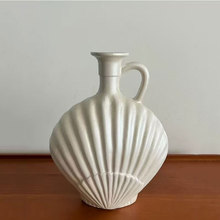 陶瓷花瓶插花摆件高级感小众客厅家居软装轻奢贝壳花瓶陶瓷摆件