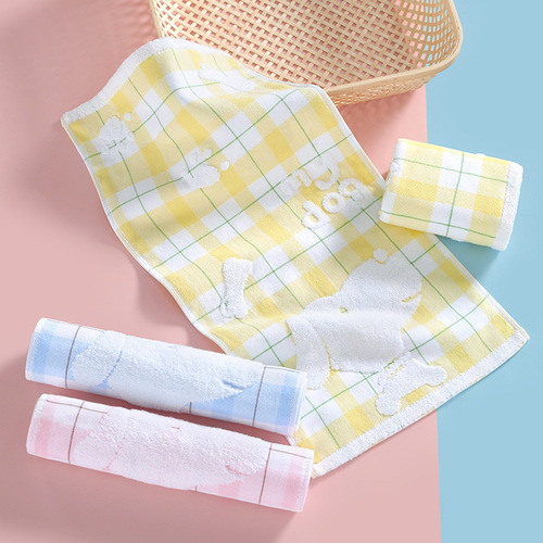 Children's towel pure cotton small towel wholesale children's face wash hand towel cartoon baby household absorbent kindergarten