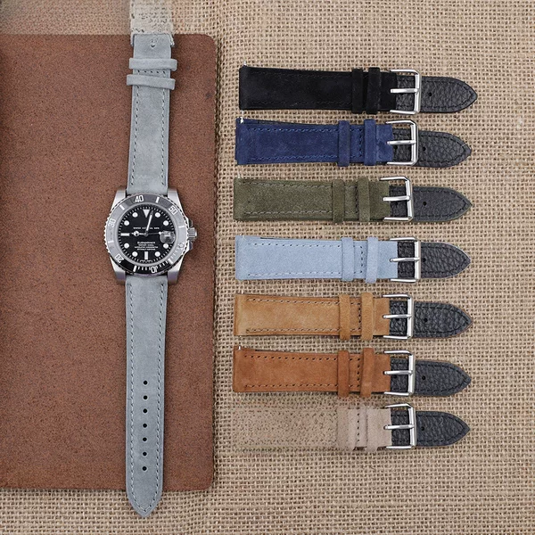 2022 New Genuine Leather Handmade Watch Strap Accessories 18 20 22 24mm Pin Buckle Real Cowhide Replacement Strap