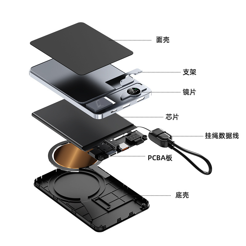 国境を越えた新しいミニ magsafe 磁気パワーバンク急速充電スリーインワンウォッチ超薄型ワイヤレスパワーバンク|undefined
