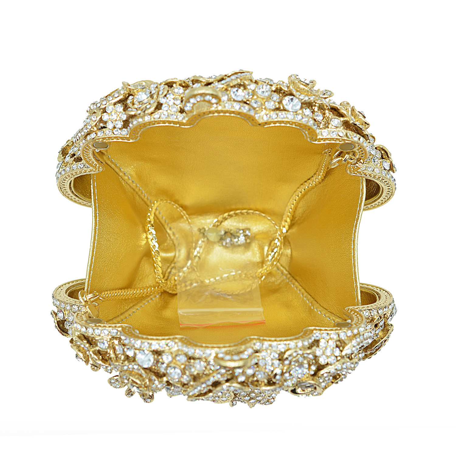 Selección estricta de embrague de flores transfronterizos huecos bolsas de cena de cristal con diamantes de mano canasta de flores bolsas de mujer