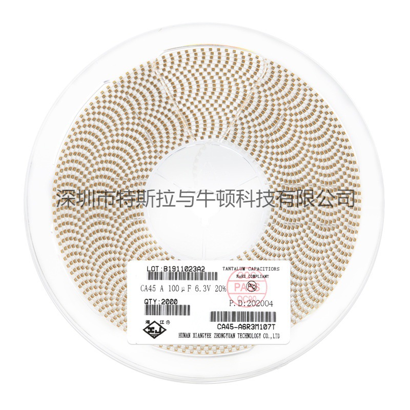 CA45-A6R3K107T 3216 6.3V 100UF ±10% A型贴片钽电容器原装湘江