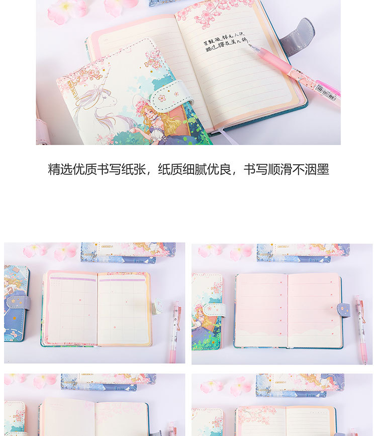 50K Cartoon Girl Unicorn Leather Magnetic Buckle Book Creative Notebook Hand Ledgerpicture6