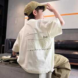 男童短袖T恤夏装2025韩版新款儿童夏季上衣男孩中大童原创半袖潮t