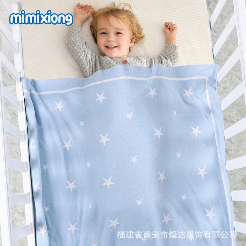 Ins venta caliente primavera nueva estrella de cinco puntas jacquard bebé manta bebé cochecito cubierta edredón