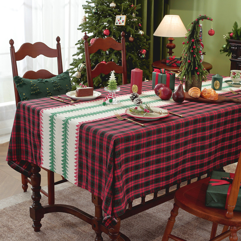 Runner a quadri patchwork per il commercio estero transfrontaliero, tovaglia da caffè con decorazioni natalizie, copritavolo da pranzo,_voghion.com