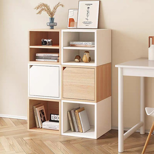 Free combination lattice cabinet book storage cabinet simple bookshelf ladder cabinet glass small bookcase square cabinet