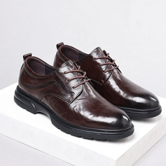 秋季新款男士皮鞋商務休閒真皮男鞋防滑耐磨韓版通勤潮鞋工廠批發