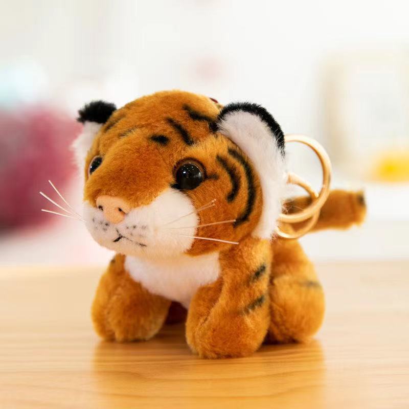 Artificial Little Tiger Zodiac Tiger Plush Toy Keychain Backpack Small Pendant Hanging Chain Doll Small Doll Hanging Ornaments for Men
