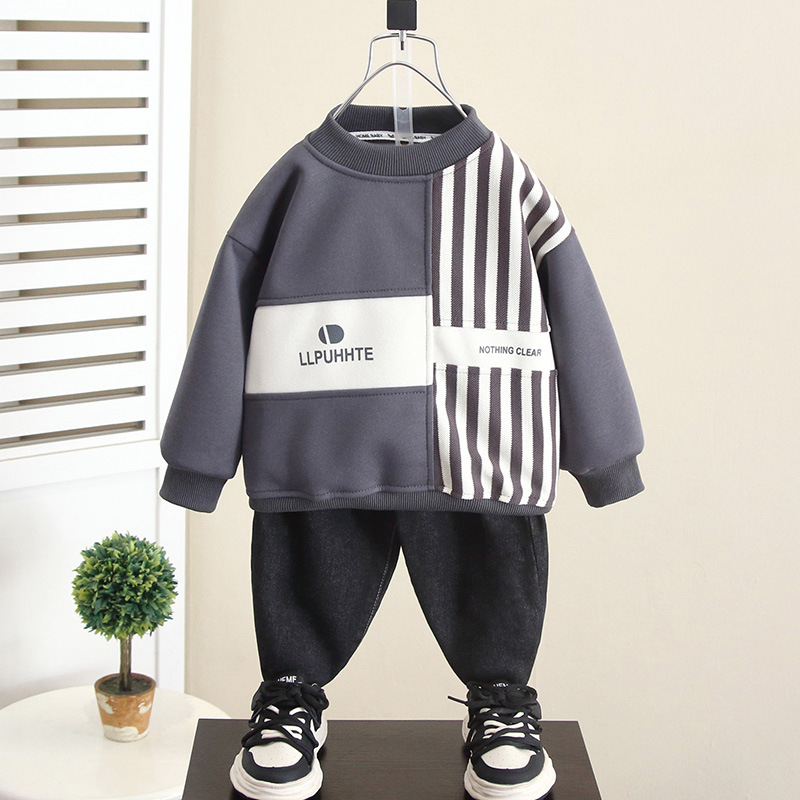 6122 Traje de suéter de primavera y otoño para niños Top de niño 2025 otoño nuevo traje de dos piezas de moda para niños y bebés