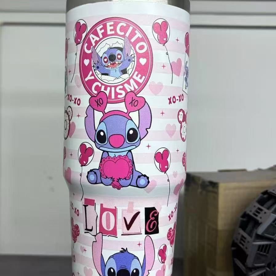Estilo explosivo Stitch patrón de dibujos animados Ice Ba taza 30oz para coche taza de vacío de acero inoxidable 304