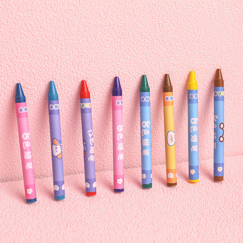 Cartoon crayon student art painting 12-color oil pastel stationery set prize gift children's 8-color paintbrush