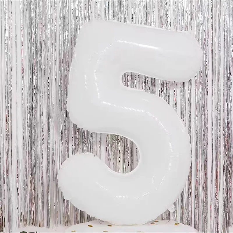 Número blanco de 32 pulgadas Decoración de globo de cumpleaños de 40 pulgadas Película de aluminio Papel de aluminio Decoración de escena de la foto Accesorios