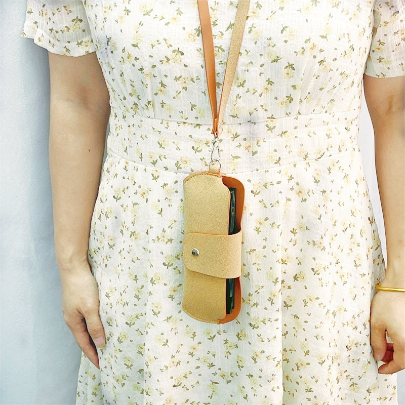 木纹皮革挂脖式眼镜盒墨镜包太阳眼镜收纳包挂脖近视眼镜保护套_