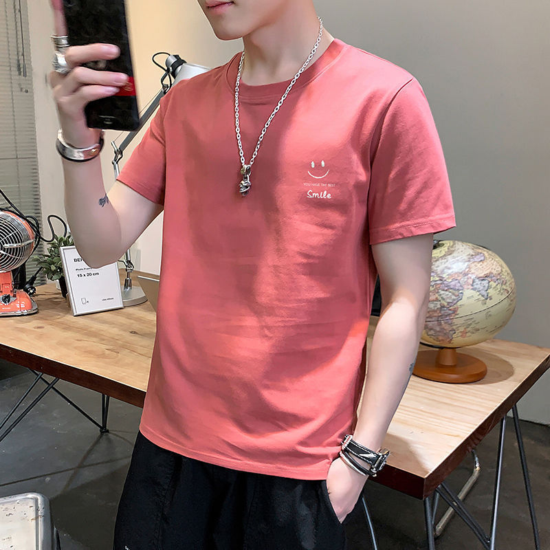 Short-sleeved Men's Fashionable Brand 2024 New Style Pure Cotton Beautiful Student T-shirt Clothes Summer Loose All-match T-shirt Short-sleeved Men's Fashionable Brand 2024 New Style Pure Cotton Beautiful Student T-shirt Clothes Summer Loose All-match T-shirt