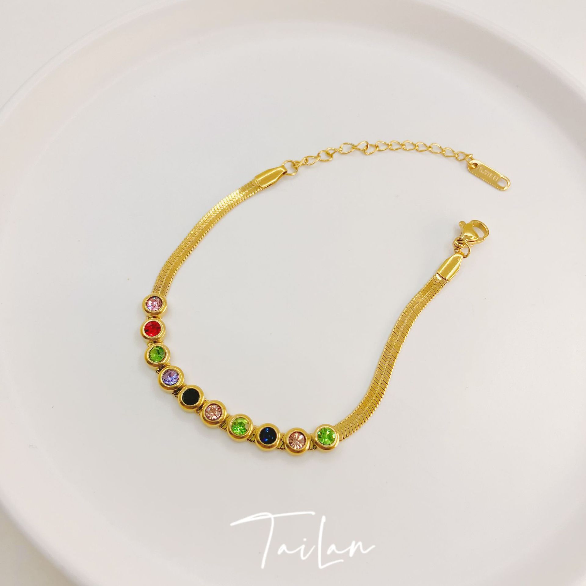 Fashion Geometric Stainless Steel Plating Zircon Bracelets 1 Piece