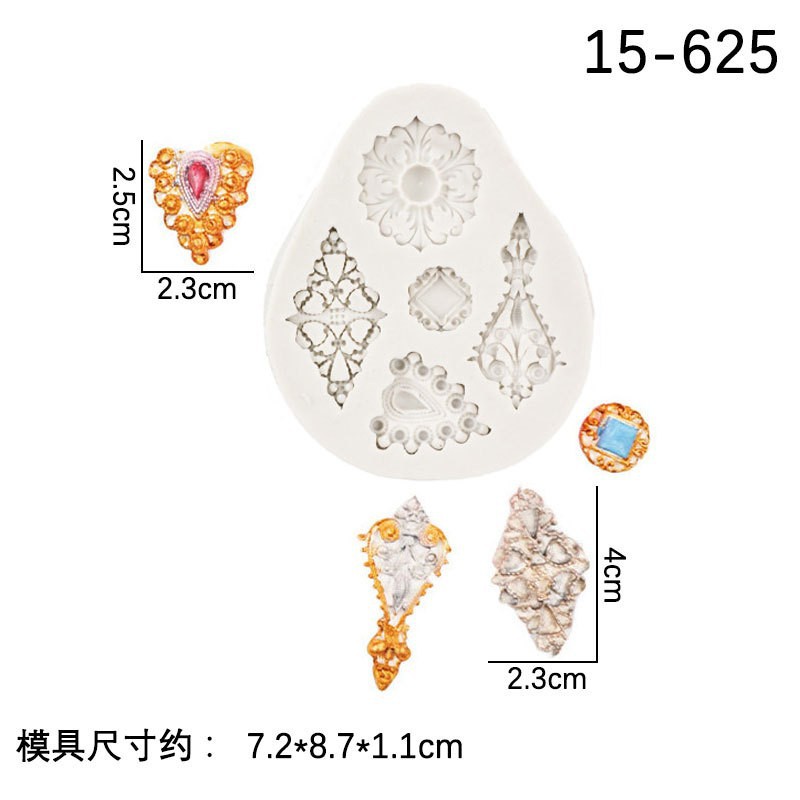 Molde de silicona de joyería clásica, decoración de pastel de fondant de cuentas talladas retro, molde de herramienta de horneado de chocolate de bricolaje