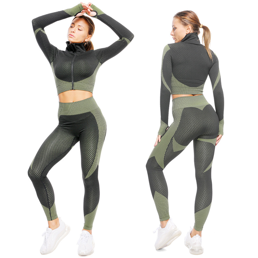 seamless quick-drying high-elastic yoga fitness vest & pants set NSOUX85018