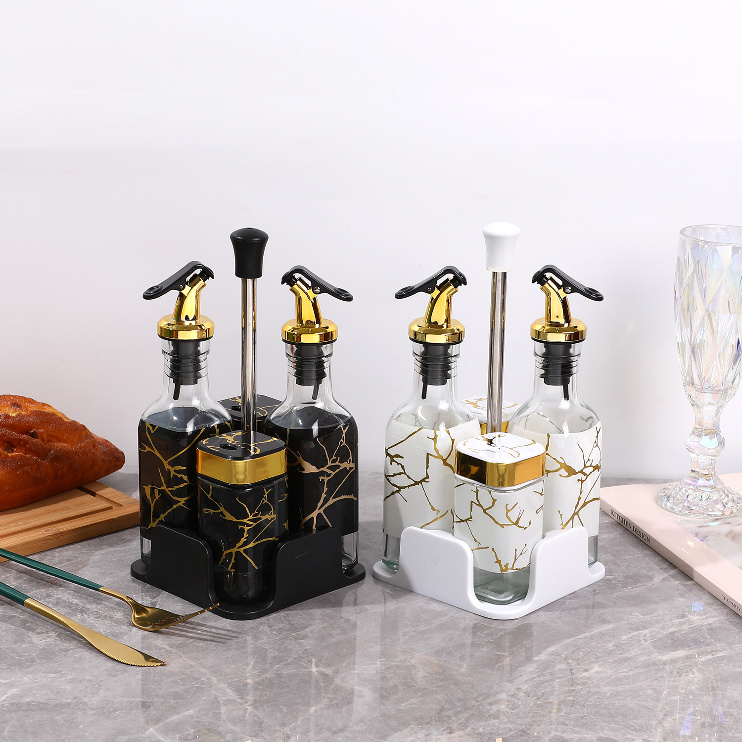 Botella de condimento acrílico caja de condimento de cocina set casero pimienta sal botella de sellado frasco de condimento de barbacoa