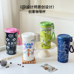 高颜值户外随行咖啡杯不锈钢便携提手双饮弹跳保温杯水杯礼品批发