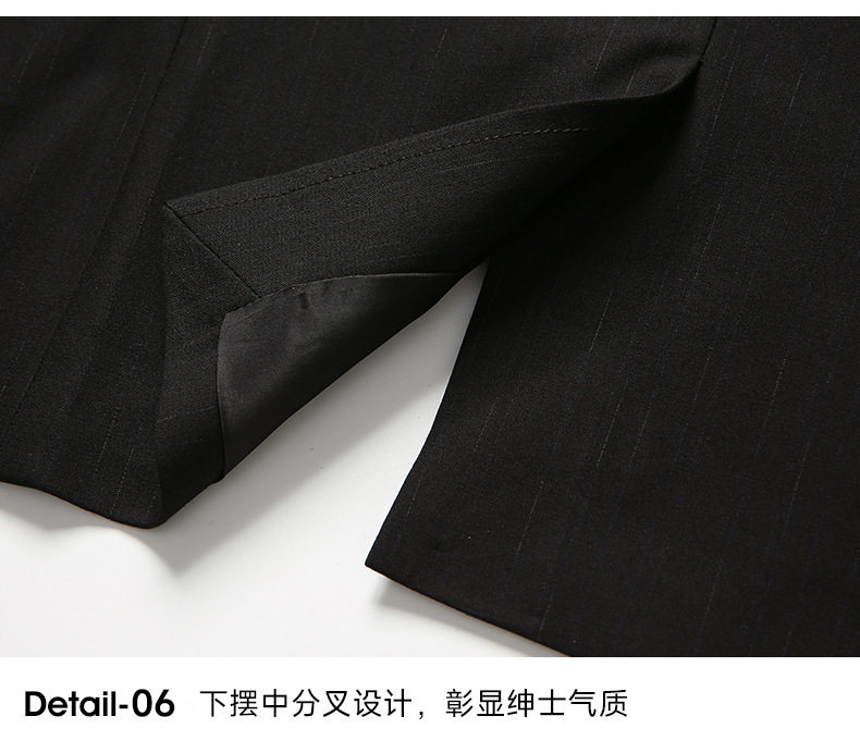 Bộ vest nam công sở giả len xẻ tà sau, áo vest một hàng hai nút dáng thon, phù hợp đi làm và dự tiệc cưới — Màu đen chi tiết 25