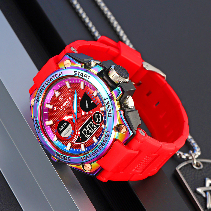 LOQNCE nuevo 98006 reloj de pulsera deportivo de moda nocturna multifuncional deportivo impermeable cronógrafo electrónico reloj de hombre