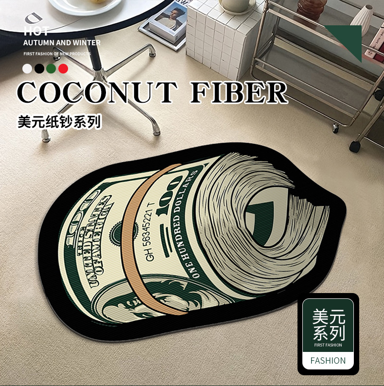Dollar Banknote Cross-border Door Mat Factory Wholesale Amazon Entrance Floor Mat Decorative Door Wear Mat